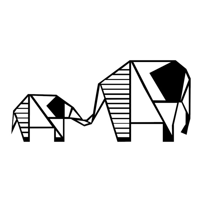 Wallity Elephant 3 Escultura de Pared de Metal Negra